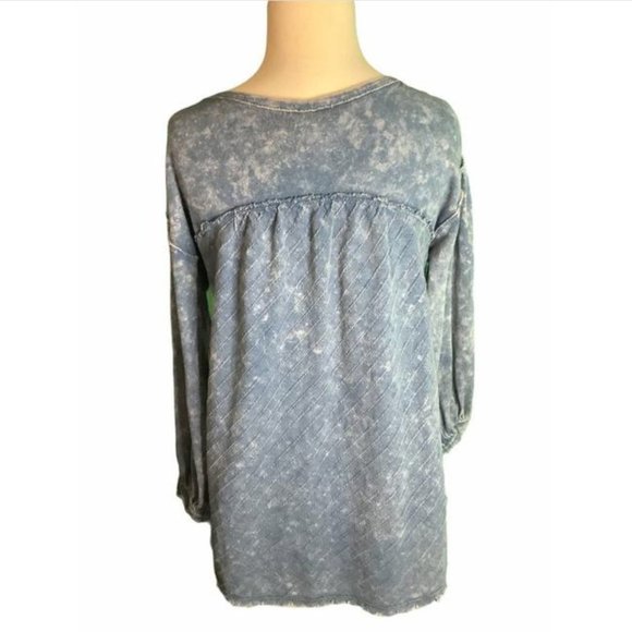 Free People We The Free Blue Acid Wash Top - Picture 9 of 9